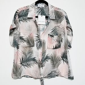 Bella Dahl dunary palm tie blouse size L NWT